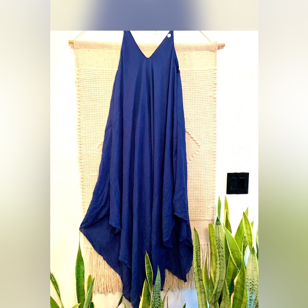 2X blue dress asymmetrical